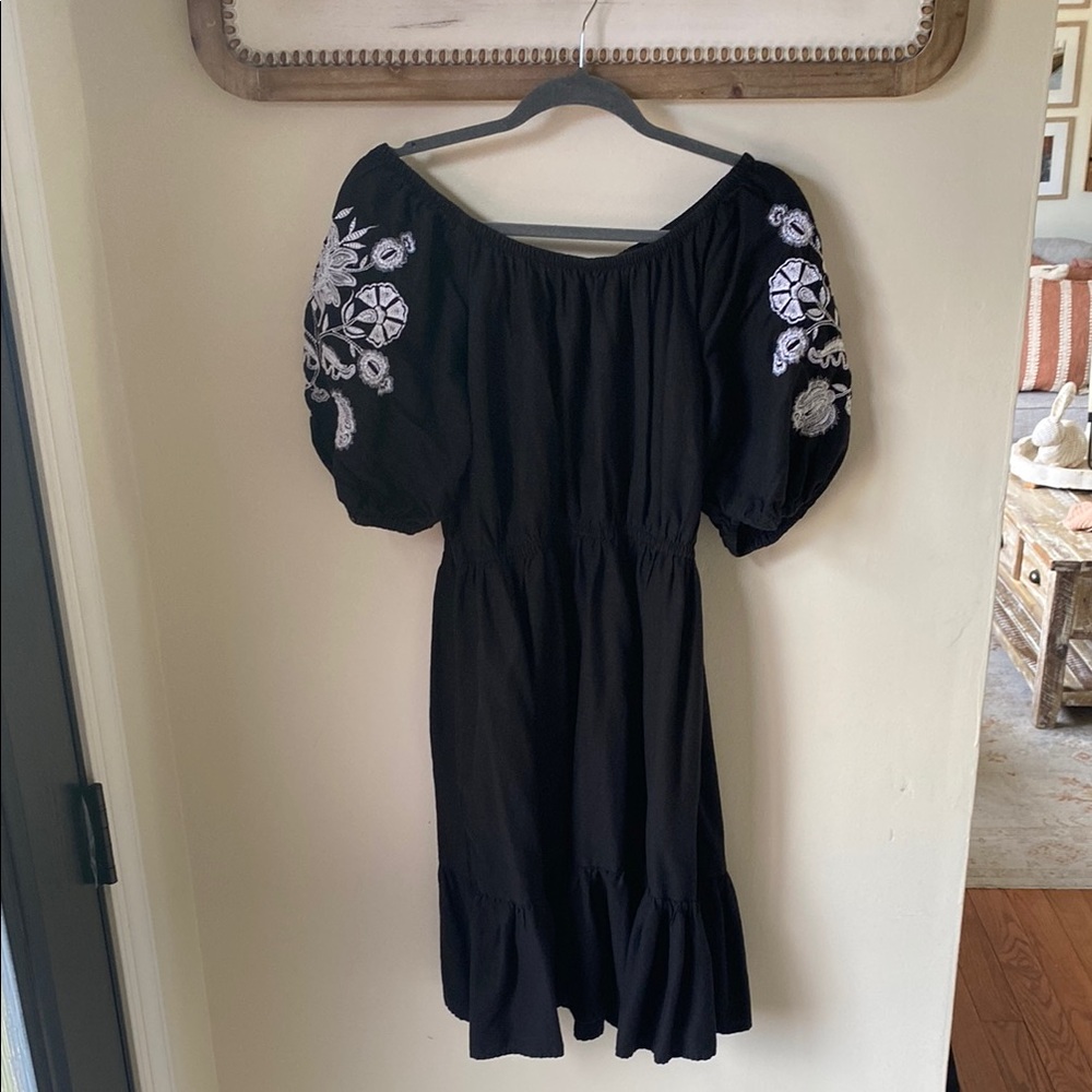 Knox Rose Black Embroidered Kids Dress